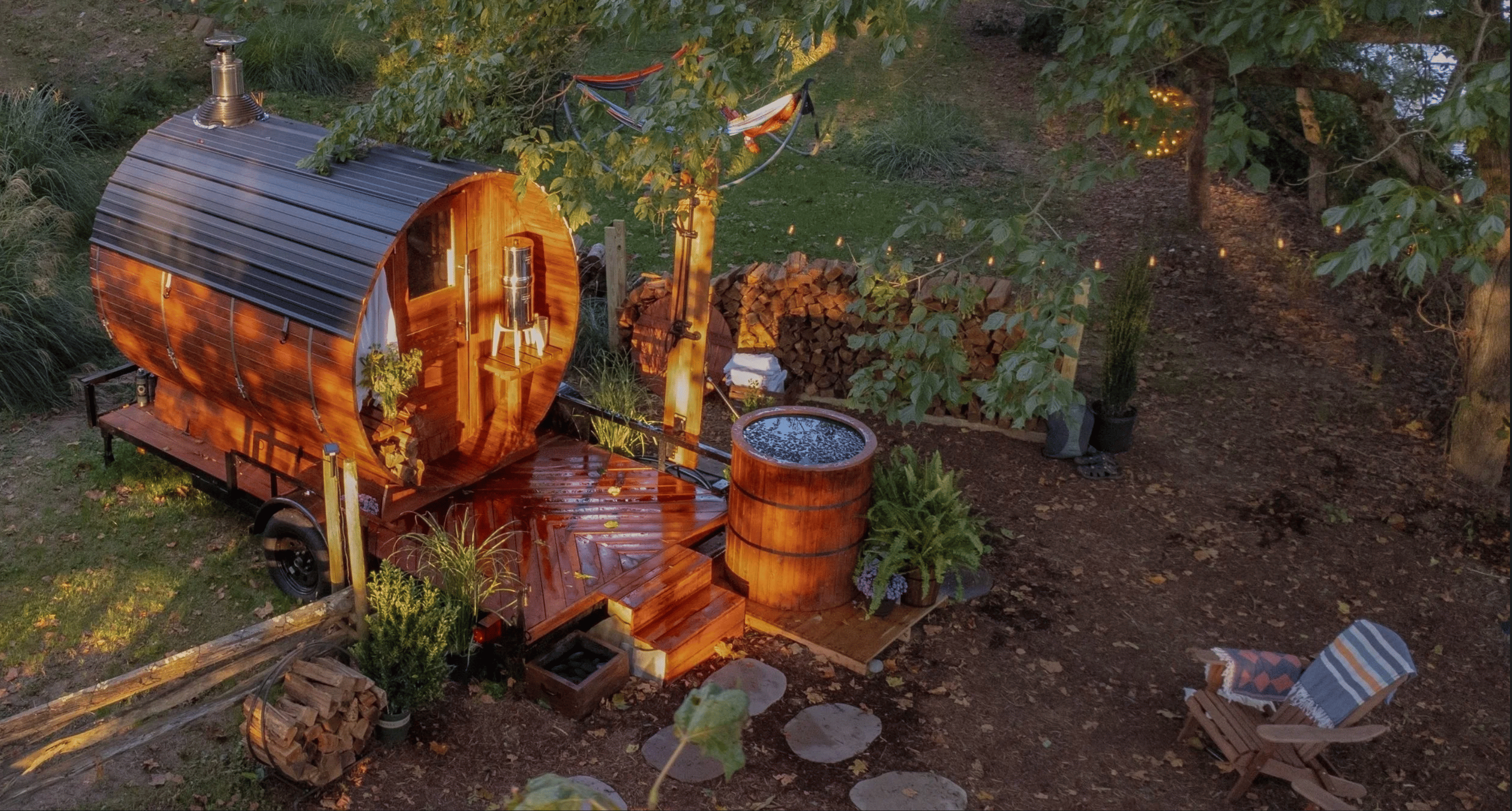Barrel sauna on the property